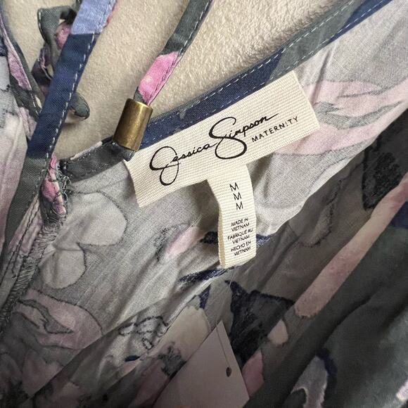 Jessica Simpson Floral Pink Green Maternity Wrap Maxi Dress Size Medium NWT - Picture 7 of 16